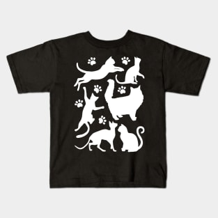 Pattern Of Cats And Paws Kids T-Shirt